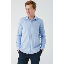 İmza Koyu Mavi Uzun Kollu Oxford Cepsiz Pamuklu Klasik Slim Fit Dar Kesim Gömlek 1004240235-koyu Mavi Koyu Mavi