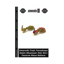 Swaroski Taşlı Tavuskuşu Salon Aksesuarı Göz Alıcı Tasarım Masa Dekoru