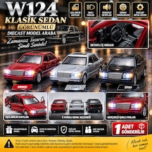W124 Klasik Sedan Görünümlü Diecast Model Araba Işıklı Açılır Kapılı 1 Adet