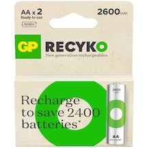 GP ReCyko 270AAHC 2700 Serisi 2600 mAh AA Ni-MH Şarj Edilebilir Kalem Pil 2'li