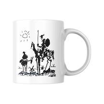 Don Kişot Kupa Bardak Coffee Mug Beyaz Kulplu Seramik Kupa Beyaz - Çok Renkli