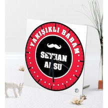 Kişiye Özel Yakışıklı Babam Masaüstü Kare Cam Saat-1