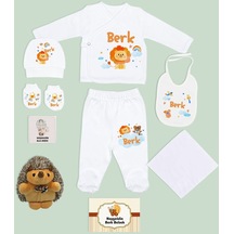 Bk Kids Kişiye Özel Beyaz Hastane Çıkışı, Kirpi Pelüş Oyuncak, Yeni Doğan Bebek Giyim Hediyesi, 9 Parça Bebek Hediye Seti-2