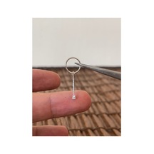 925 Ayar Gümüş Tek Taş Sallantılı Gümüş Halka Piercing 8 Mm Gümüş Küpe