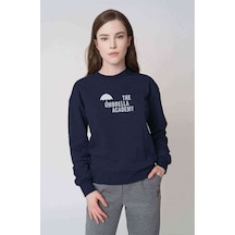 The Umbrella Academy Logo&Yazi Baskılı Indigo Mavi Kadın Sweatsh (534616402)