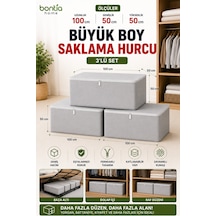 Büyük Boy Saklama Hurcu 3'lü Set 100x50x50 Cm Fermuarlı Hurç Yorgan Battaniye Kıyafet Düzenleyici Baza Altı Ve Dolap İçi Saklama Kutusu Krem