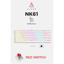 Ajazz Nk61 Red Switch Kablolu Hot-swap Klavye Rainbow Aydınlatma Taşıma Bandı Beyaz