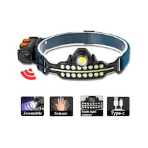 Buğz Fithome W690 7 Aydınlatma Modlu Xpe Cob Led Sensörlü Dahili Pilli Usb Şarj Edilebilir Kafa Feneri Çok Renkli 02695970