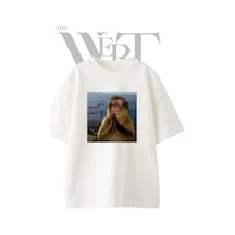 Thewert Monkey Praying Tasarım Baskılı Ünisex Beyaz Oversize T-shirt