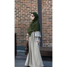 Qalortex Scarf Premium Jakarlı Sare Büyük Boy Eşarp-haki