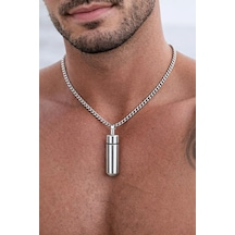 Erkek Kapsül Kolyesi 45mm X 14mm Açılabilir İlaç, Dua, Kül Ve Not Taşıma Kolyesi Çok renkli