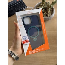 Apple Uyumlu iPhone 15 Standlı Ve Magsafe Kılıf Soocase622 Lacivert