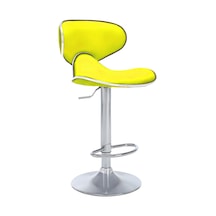 Bürocci Zen Bar Taburesi - Sarı Modern Deri Metal Ataklı Yüksek Tezgah Sandalyesi - 9549s0512 Sarı