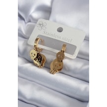 316l Çelik Gold Renk Sallantı Kuru Kafa Model Kadın Küpe