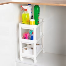 Porsima Rafty-73-1 Tekerlekli 4 Katlı Düzenleyici Geniş Raf Beyaz