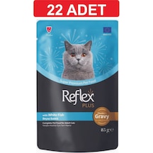 Reflex Gravy Sos İçinde Et Parçacıklı Beyaz Balıklı Yetişkin Kedi Maması 22 x 85 G