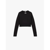 Koton Slim Fit Sırt Detaylı Uzun Kollu Bisiklet Yaka Spor Tişört Siyah 6wak10070nk SIYAH