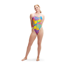 Speedo Allover Digital V Back Kadın Yüzücü Mayosu Çok Renkli