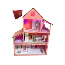 İsimli Ahşap Oyun Evi 60Cm + Kumbara - Pembe Beyaz