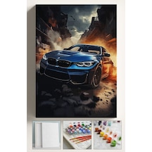 Sayılarla Boyama Seti Numaralı Tuval Fırça Boya Dahil Kasnaklı Set 40x50 Cm - Bmwmavi