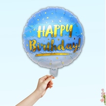 Happy Birthday Folyo Balon, 45cm - Mavi Çok Renkli