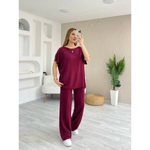 Kadın Kısa Kollu Kayık Yakalı Dikiş Izi Detaylı Viskon Iki Iplik Bluz Ve Pantolon Ikili Takım Çok Renkli Kadın Kısa Kollu Kayık Yakalı Dikiş Izi Detaylı Viskon Iki Iplik Bluz Ve Pantolon Ikili Takım Çok Renkli