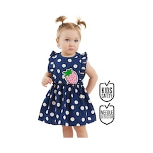 Puanlı Çilek Kız Bebek Poplin Yazlık Fırfırlı Elbise