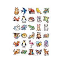 30 Adet Canlı Geometrik Hayvan Sticker Seti - Laptop Defter Su Matarası İçin Çok Renkli