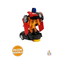 Işıklı Ve Sesli Bugattiye Dönüşen Transformers Tarzı Robot Araba - Pilli Oyuncak Araç Kırmızı