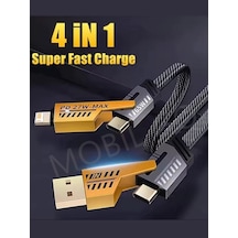 Samsung Uyumlu 4in1 Type-c Hızlı Şarj Kablosu Silikon Kopmaz Kırılmaz