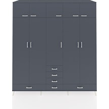 Kronos Dolap 6 Raflı 6 Çekmeceli 4 Askılı 220x59x243 Antrasit-antrasit/antrasit Antrasıt/antrasıt