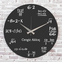 Matematik Öğretmenine Hediye Ahşap Saat 33cm Ka02-1223