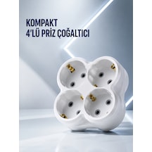 Duvar Tipi Priz Çoğaltıcı 4 Çıkışlı Kablosuz Kompakt Priz Adaptörü - Lisinya Diğer
