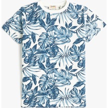 Koton T-shirt Kısa Kollu Bisiklet Yaka Baskılı Pamuklu Ekru Desenli 3skb10071tk 3SKB10071TK03E Ekru