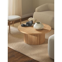 Nare, Yuvarlak Modern Çıtalı Orta Sehpa, Natural