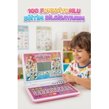2'si 1 Arada 100 Fonksiyonlu Prenses Tasarımlı Pembe Türkçe Eğitici Oyuncak Laptop