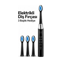 Siyah Elektrikli Diş Fırçası 3 Yedek Başlık Hediyeli - Lisinya