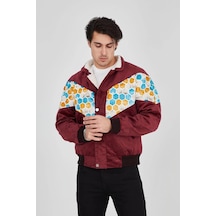 Erkek İçi Astarlı İçten Yaka Kısmı Peluşlu Beyaz Şeritli Vintage Ceket - Mürdüm Siyah Erkek İçi Astarlı İçten Yaka Kısmı Peluşlu Beyaz Şeritli Vintage Ceket - Mürdüm Siyah