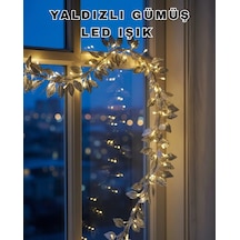 Pilli Gümüş Yaprak Led Işık Ev İçi Ve Yılbaşı Dekor Aydınlatması Çok Renkli