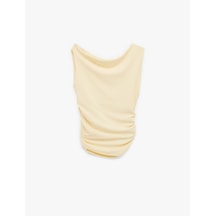 Koton Asimetrik Yaka Slim Fit Kolsuz Drapeli Bluz Sarı 6sal30038ık Sarı