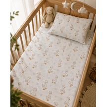 Minora%100 Pamuk Lastikli Bebek Çarşafı Ve Yastık Kılıfı Seti 70x120 Pembe Krem