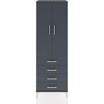Hyperion Dolap Tek Raflı 4 Çekmeceli Tek Askılı 60x44x182 Ant... Antrasit