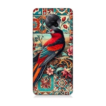 Xiaomi Poco F2 Pro Uyumlu Çini Desenli Kuş Kompozisyonu Desenli Silikon Kılıf Çok Renkli