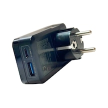 Hızlı Şarj Özellikli, Akım Korumalı 20w Pd Hızlı Şarjlı Universal Priz Dönüştürücü, 2500w Akım Korumalı, Usb-c Ve Usb-a Çıkışlı, Tüm Ülke Fişleri Uyumlu Siyah