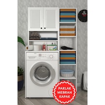 Kenzlife Membran Çamaşır Makinesi Dolabı Hayzummaks Byzbyz Panjur 180 66 55 Mebran Kapak Mdf Gövde Beyaz