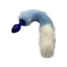 Erofoni Uzun 37 Cm Peluş Tüy Kuyruklu 9 Cm Kaliteli Kalın Cam Yapı Mavi Anal   Plug
