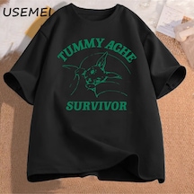 Flood Of Style Karın Ağrısı Survivor T Shirt Erkekler Kadınlar Komik Karın Ağrısı Tee Tshirt Pamuklu T-shirt Siyah