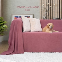 Kaymaz Koltuk Örtüsü Çift Taraflı Mikrofiber Şönil 175x350 Cm Xl- Rose Kedi Köpek Ve Çocuk Dostu Rose