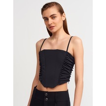Dilvin 20129 Büzgülü Detaylı Crop Top