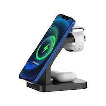 Bl34 3 İn 1 Magsafe Uyumlu 15w Telefon, Kulaklık, Apple Watch Uyumlu Masaüstü Stand Kablosuz Şarj Cihazı